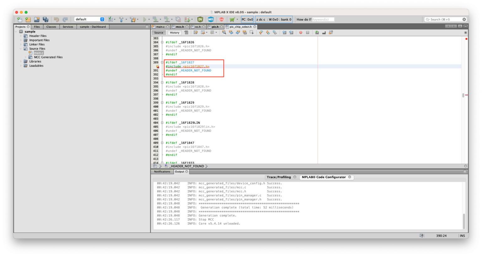 Mplab x ide unable to resolve identifier 